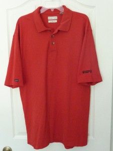 tehama golf polo shirt espn red lg cotton sports