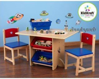 kidkraft kids star activity table chair set storage bin time