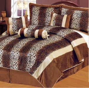 PC Elegant Safari Leopard Print Striped King Size Comforter Set