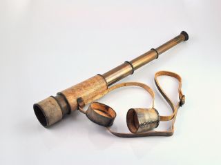 Antique Maritime Brass Spyglass Telescope with Carry Belt 16