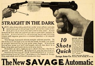 1909 Ad Savage Arms Co Automatic Rifles Revolver Gun   ORIGINAL 