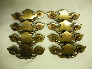 Antique Shabby Chic Dresser Drawer Pull Handles Painted Brass Set of 6 