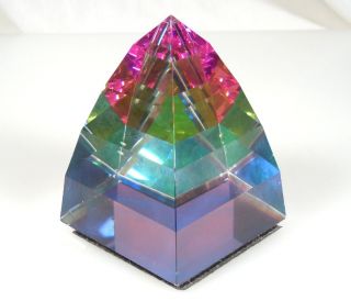 vintage gorham glass pyramid prism paperweight