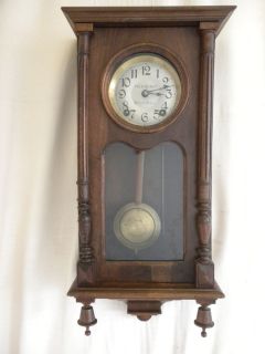 antique Th Brunet key wind striking wall clock Martigne Ferchaud 