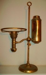 ANTIQUE BRASS STUDENT LAMP AS IS FOR REPAIR  WAS ELECTRIFIED