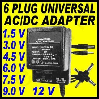 PLUG UNIVERSAL AC DC ADAPTER 500mA 1.5V 3V 4.5V 6V 7.5V 9V 12V