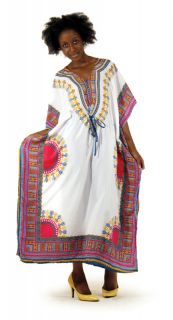 AFRICAN STYLE KAFTAN DASHIKI DRESS TRADITIONAL DRAWSTRING WAIST 
