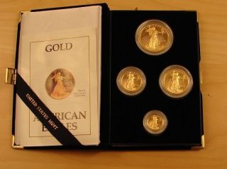 1990 U.S. Mint American Eagle Gold Bullion Four Coin Proof Set 1.85 