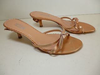 ANDREW STEVENS Studio Copper Metallic Leather Strappy Slides Sandals 