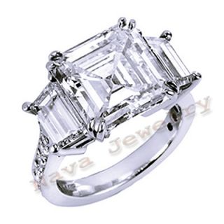 12 Ct Asscher Cut 3 Stone Diamond Engagement Ring