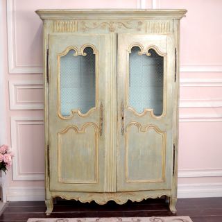 8908 beautiful sage mesh armoire from 1800 1900s