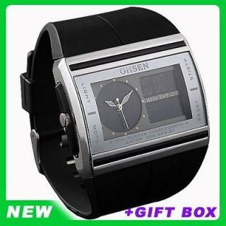 Newly listed OHSEN Black Silicone Analog Digital Dual Movement Mens 