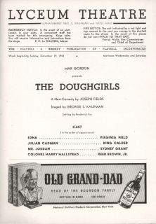 The Doughgirls Playbill 12 19 43 Reed Brown Maurice Burke King Calder 