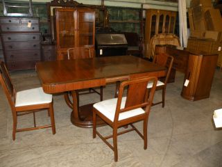 Rockford 1930s Art Deco Antique Dining Room Table Set