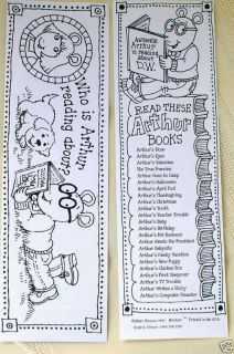 Arthur Bookmarks Word Scramble Back Fun Children Set 10