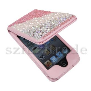 bling wallet leather case for apple ipod touch 4th generation