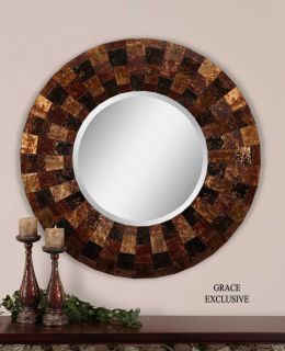 Arvada Round Painted Glass Beveled Wall Mirror