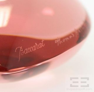 Baccarat Red Crystal Signed Heart Shaped Paperweight