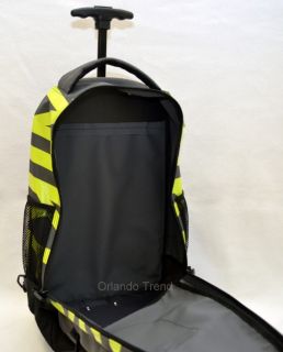   Accessories Microfiber Core Rolling Backpack Black Green Wheeled Bag N