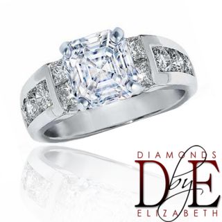 Diamond Engagement Ring 1 80 Ct Natural Asscher Cut 14k White Gold 