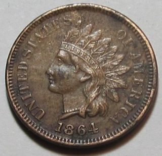 1864_L INDIAN HEAD CENT, STRONG FULL LIBERTY,4 DIAMONDS VERY RARE DATE 