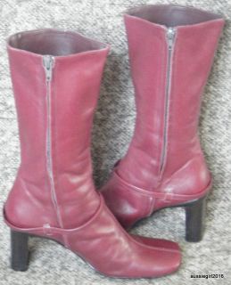 FORNARINA Red Leather Boots w Flower Strap Sz 6 5 Brand New