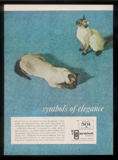 1962 Siamese Cats Photo Barwick Mills Carpets Print Ad