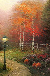 Dbl Signed Blessings of Autumn 18x27 s N Limited Thomas Kinkade Canvas 