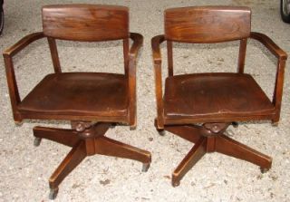 Antique 8 Wooden Swivel Office Conference Purdue University Chairs