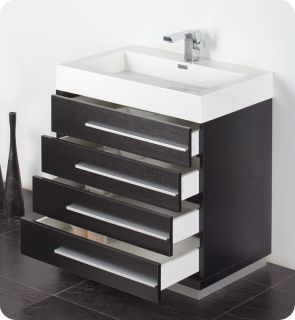 Fresca 30 Black Modern Bathroom Vanity w Medicine Cabinet FVN8030BW 