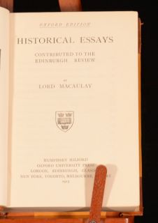 1913 Historical Essays Babington Macaulay Edinburgh Review Oxford 