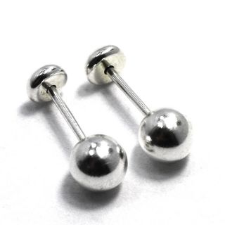 Earrings Sterling Silver 925 High Safety Security Ball 5mm Plain Baby 