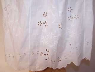 Edwardian White Cotton Batiste Embroidered Eyelet Petticoat Skirt
