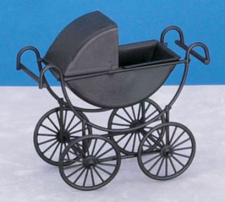 Dollhouse Miniature Metal Baby Carriage Pram Buggy