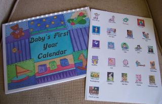 Babys First Year Calendar w Stickers for Milestones