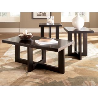 ASHLEY   JASIN DARK BROWN FINISH 3IN1 PACK TABLE      NEW