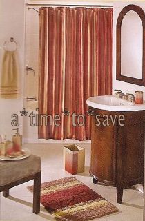 New Bacova Gramercy Red Bronze Gold Shower Curtain Stripe Bathroom 