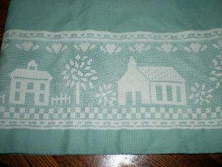 Kitchen Den etc Curtains 1 Valance Green with Lace Churches Houses