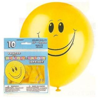 Happy Face 12 Latex Balloons (10 count) Yellow   Click Image to 