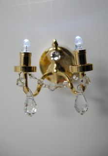   Miniature Battery Operated LED 1 12 Crystal Sconce LCR 779