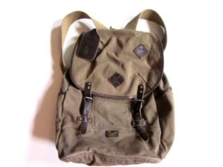 RALPH LAUREN POLO brown canvas w/ leather backpack book bag NWT