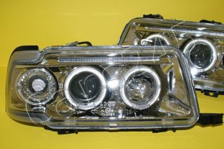 Audi 80 B4 Clear Chrome LED Headlights with Angel Eyes Pair 1991 1995 