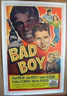Western Audie Murphy Linen Backed Original 1949 Poster Bad Boy Film 