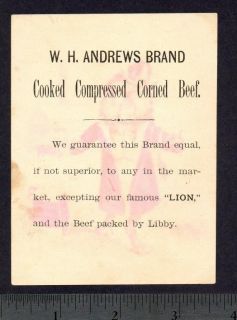 REVERSE     ADVERTISING W.H. Andrews Brand    as shown above.