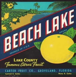 beach lake brand original lemon crate label 1950 s lake