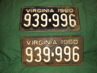 1960 tags Vintage set Virginia Tags vintage virginia tag set 2 