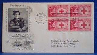 1948 Clara Barton Red Cross First Day Cover FDC