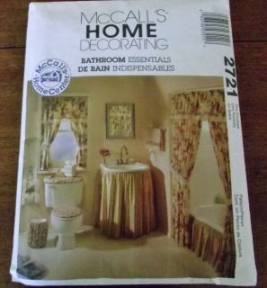 McCALLS 2721 HOME DECOR BATHROOM Sink Bath Skirt Curtains Toilet Cover 