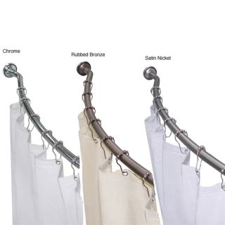 Curved Shower Rod Set with Curtain, Hooks, & Choice of Finishes