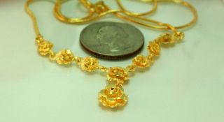 Beauty Flower Rose Drop 22K Thai Baht DP Gold Necklace